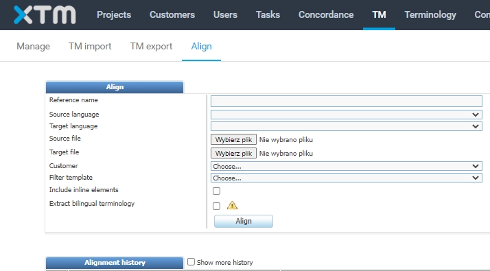 Alignment in XTM